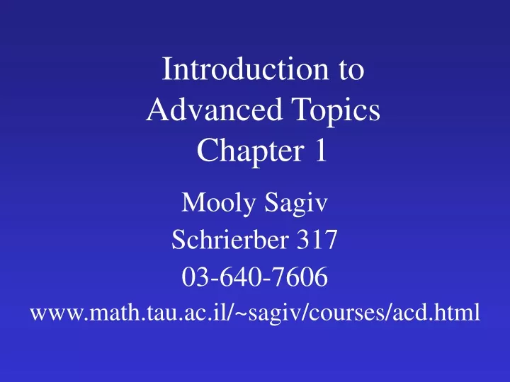 introduction to advanced topics chapter 1