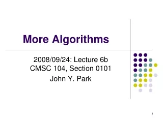 More Algorithms