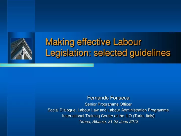 making effective labour legislation selected