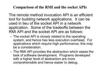 Comparison of the RMI and the socket APIs