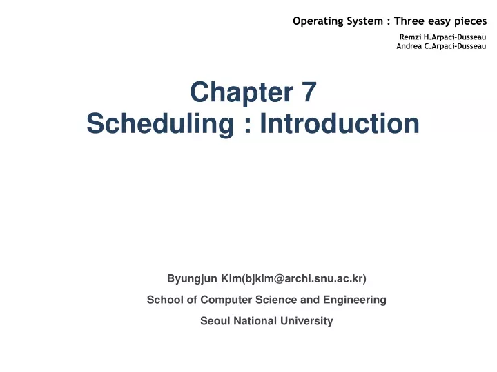 chapter 7 scheduling introduction