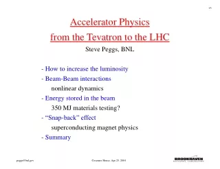 Accelerator Physics from the Tevatron to the LHC Steve Peggs, BNL