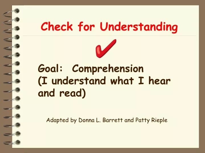 check for understanding