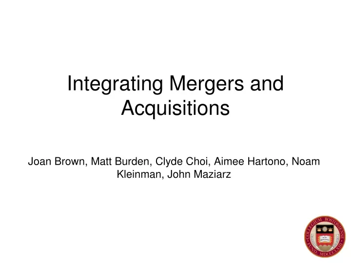 integrating mergers and acquisitions