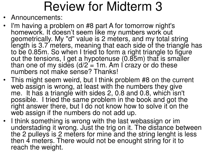 review for midterm 3