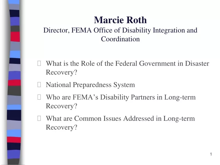 marcie roth director fema office of disability integration and coordination