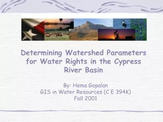 Determining Watershed Parameters for Water Rights in the Cypress River Basin