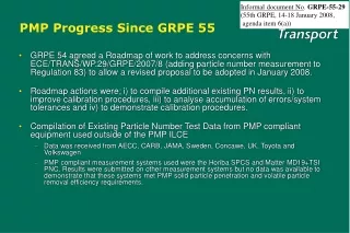 PMP Progress Since GRPE 55