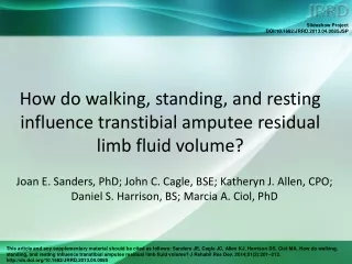 How do walking, standing, and resting influence transtibial amputee residual limb fluid volume?