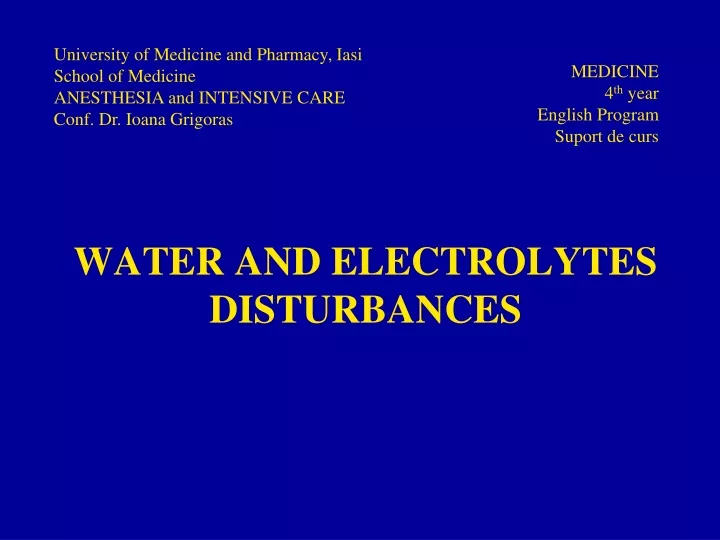water and electrolytes disturbances