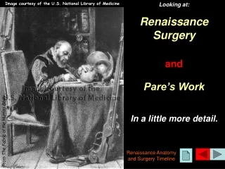 Looking at: Renaissance  Surgery and Pare’s Work In a little more detail.
