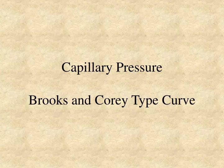 capillary pressure brooks and corey type curve
