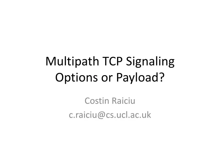 multipath tcp signaling options or payload
