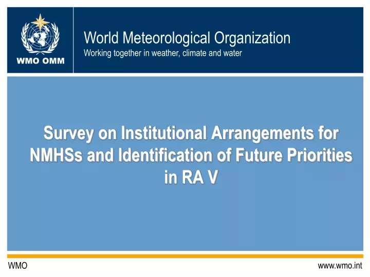 survey on institutional arrangements for nmhss and identification of future priorities in ra v