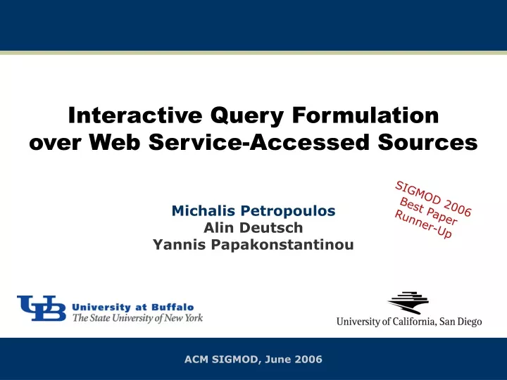 interactive query formulation over web service accessed sources