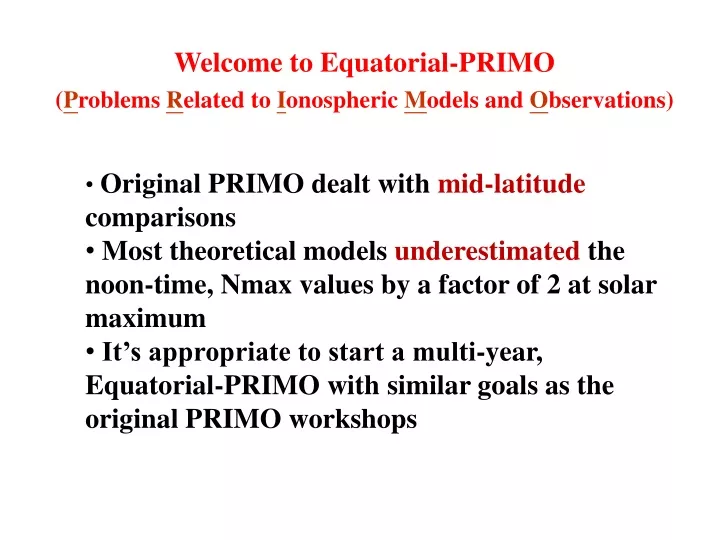 welcome to equatorial primo p roblems r elated