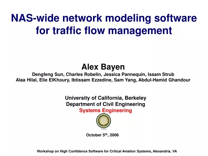 nas wide network modeling software for traffic