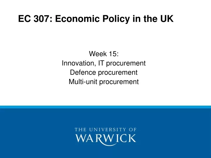 ec 307 economic policy in the uk