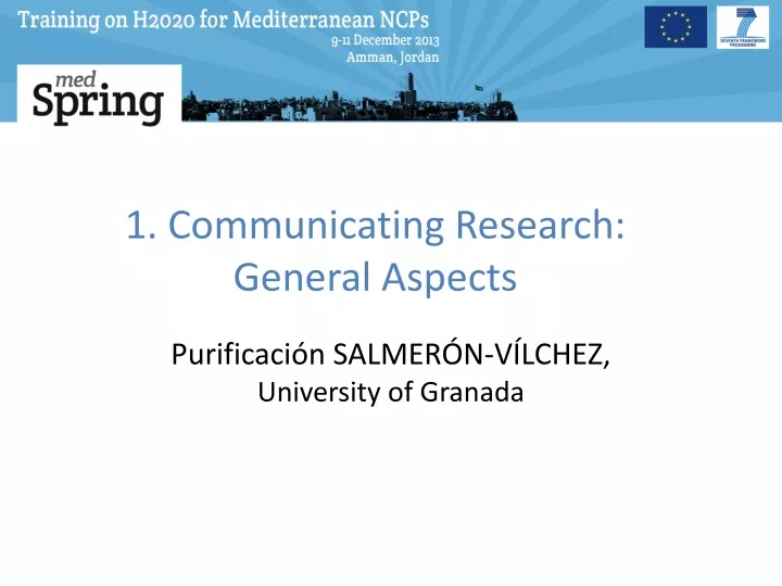 1 communicating research general aspects