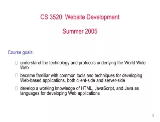 CS 3520: Website Development Summer 2005