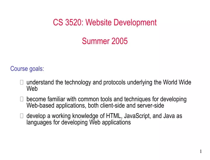 cs 3520 website development summer 2005