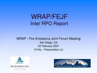 WRAP/FEJF Inter RPO Report