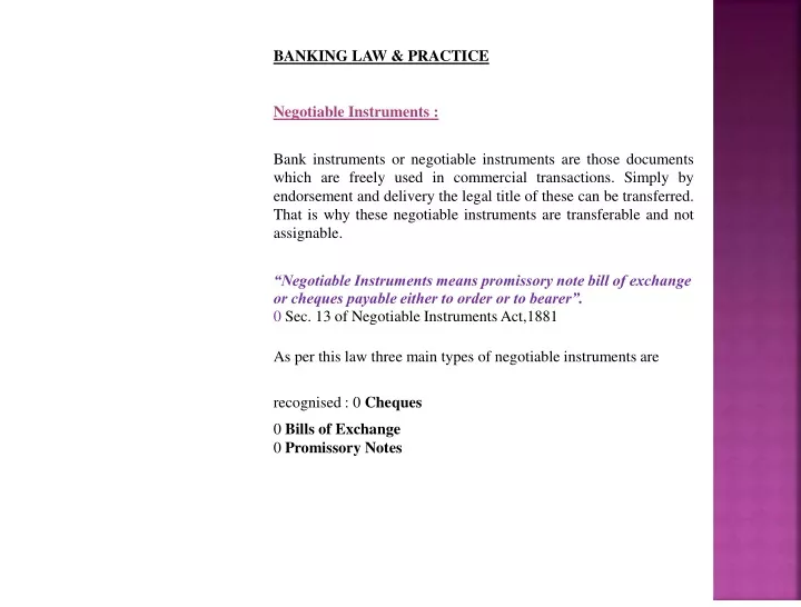 banking law practice negotiable instruments bank