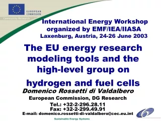 The EU energy research modeling tools and the high-level group on hydrogen and fuel cells