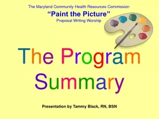 The Maryland Community Health Resources Commission “Paint the Picture” Proposal Writing Worship