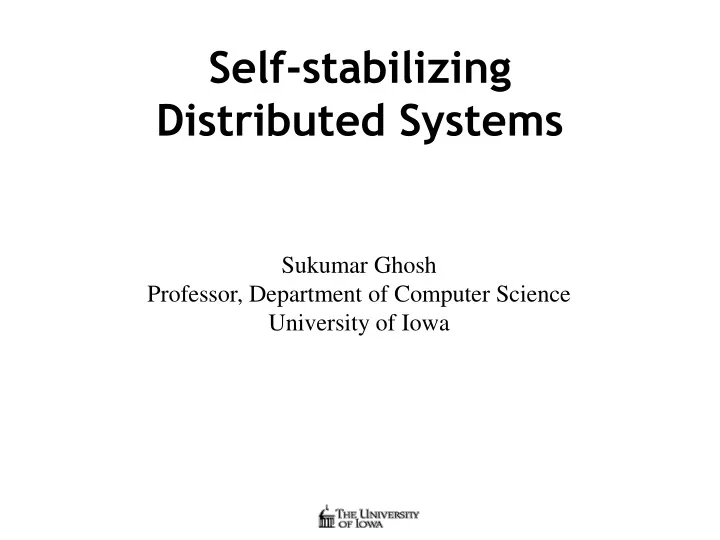 self stabilizing distributed systems