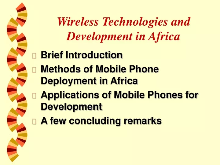 wireless technologies and development in africa