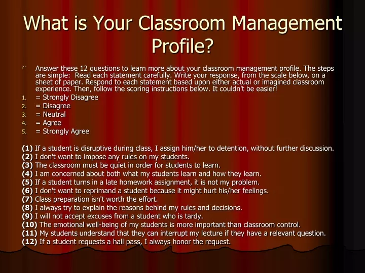 what is your classroom management profile