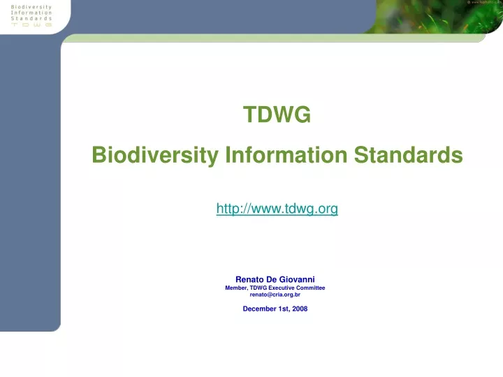 tdwg biodiversity information standards http