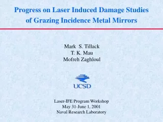 Progress on Laser Induced Damage Studies of Grazing Incidence Metal Mirrors