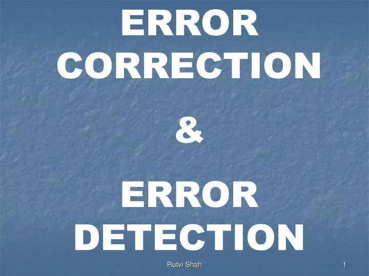 error correction error detection