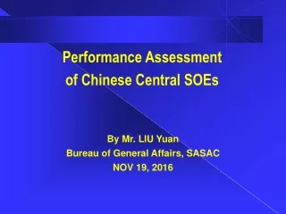 Performance Assessment  of Chinese Central SOEs