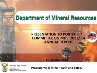 PRESENTATION TO PORTFOLIO COMMITTEE ON MHS  2013/ 14 ANNUAL REPORT  15 October 2014