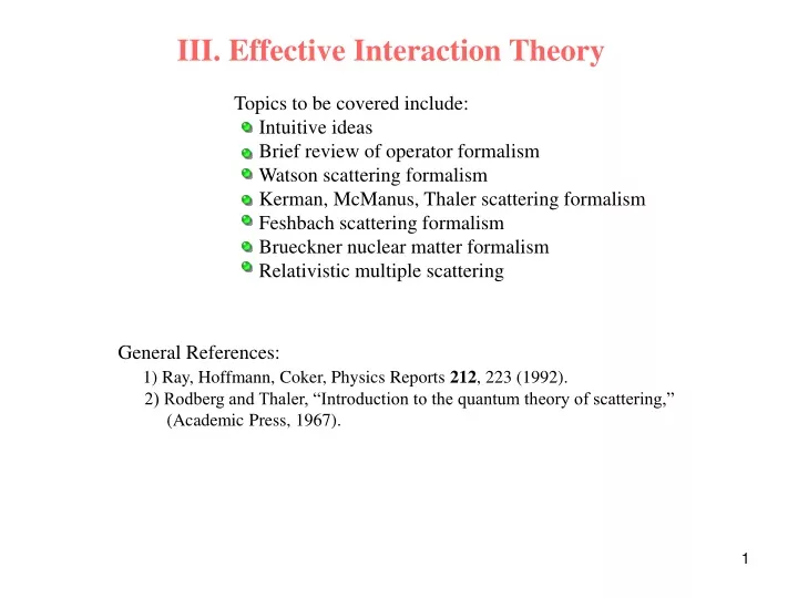 iii effective interaction theory