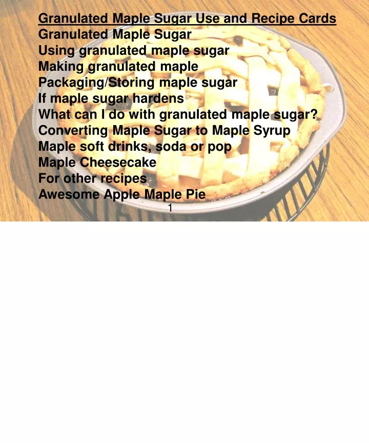 granulated maple sugar use and recipe cards