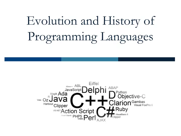 evolution and history of programming languages