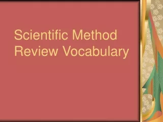 Scientific Method Review Vocabulary