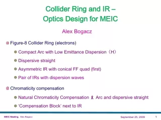 Collider Ring and IR –  Optics Design for MEIC
