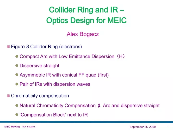 collider ring and ir optics design for meic