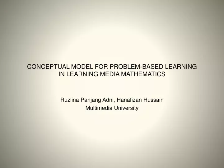 conceptual model for problem based learning in learning media mathematics