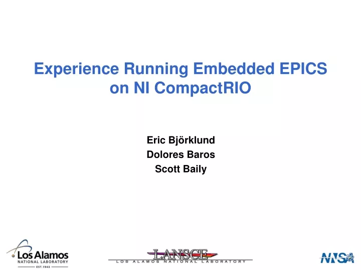 experience running embedded epics on ni compactrio