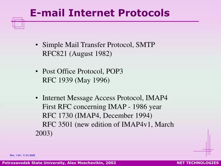 e mail internet protocols