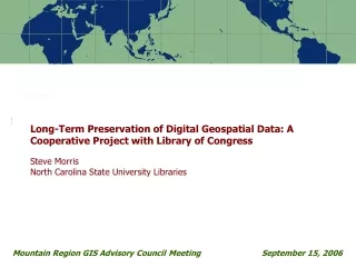 Mountain Region GIS Advisory Council Meeting