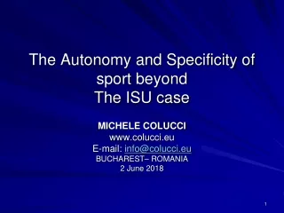 The Autonomy and Specificity of sport beyond The ISU case