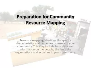 Preparation for Community Resource Mapping