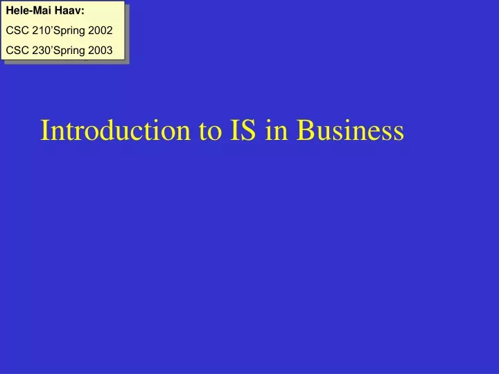 introduction to is in business